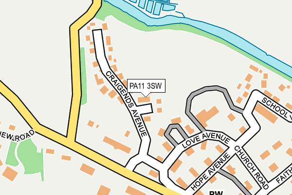 PA11 3SW map - OS OpenMap – Local (Ordnance Survey) PA11 3SW map - OS OpenMap – Local (Ordnance Survey)
