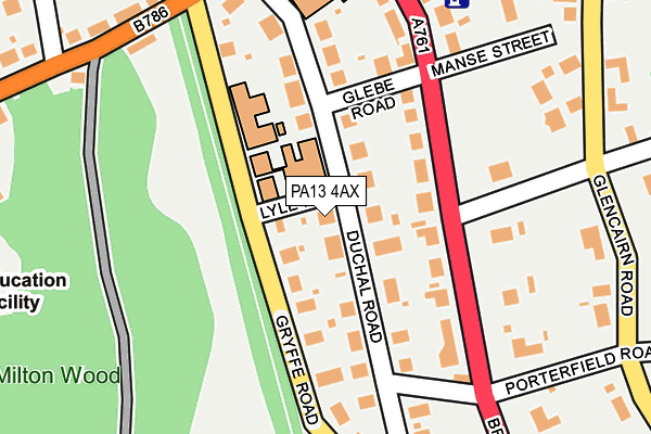 PA13 4AX map - OS OpenMap – Local (Ordnance Survey) PA13 4AX map - OS OpenMap – Local (Ordnance Survey)