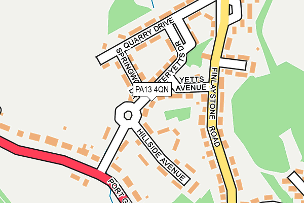 PA13 4QN map - OS OpenMap – Local (Ordnance Survey) PA13 4QN map - OS OpenMap – Local (Ordnance Survey)