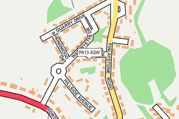 PA13 4QW map - OS OpenMap – Local (Ordnance Survey) PA13 4QW map - OS OpenMap – Local (Ordnance Survey)