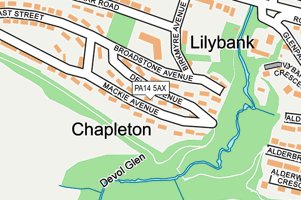 PA14 5AX map - OS OpenMap – Local (Ordnance Survey) PA14 5AX map - OS OpenMap – Local (Ordnance Survey)