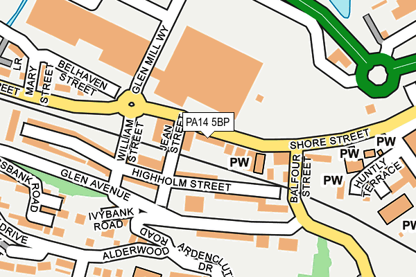 PA14 5BP map - OS OpenMap – Local (Ordnance Survey) PA14 5BP map - OS OpenMap – Local (Ordnance Survey)