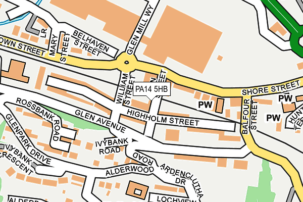 PA14 5HB map - OS OpenMap – Local (Ordnance Survey) PA14 5HB map - OS OpenMap – Local (Ordnance Survey)