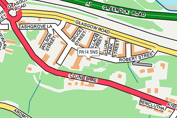 PA14 5NS map - OS OpenMap – Local (Ordnance Survey) PA14 5NS map - OS OpenMap – Local (Ordnance Survey)