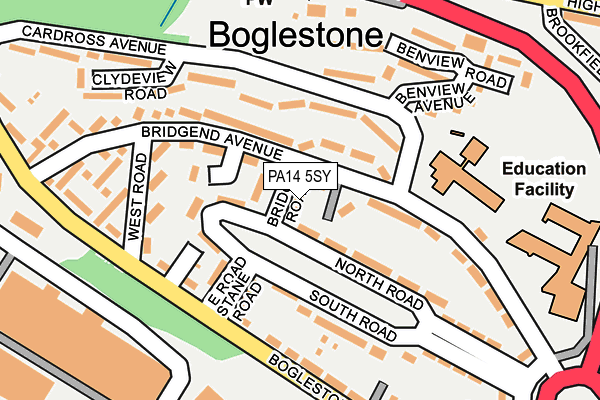 PA14 5SY map - OS OpenMap – Local (Ordnance Survey) PA14 5SY map - OS OpenMap – Local (Ordnance Survey)