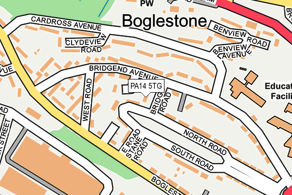 PA14 5TG map - OS OpenMap – Local (Ordnance Survey) PA14 5TG map - OS OpenMap – Local (Ordnance Survey)