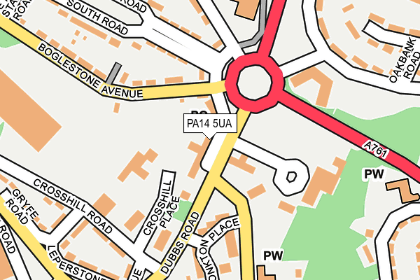 PA14 5UA map - OS OpenMap – Local (Ordnance Survey) PA14 5UA map - OS OpenMap – Local (Ordnance Survey)