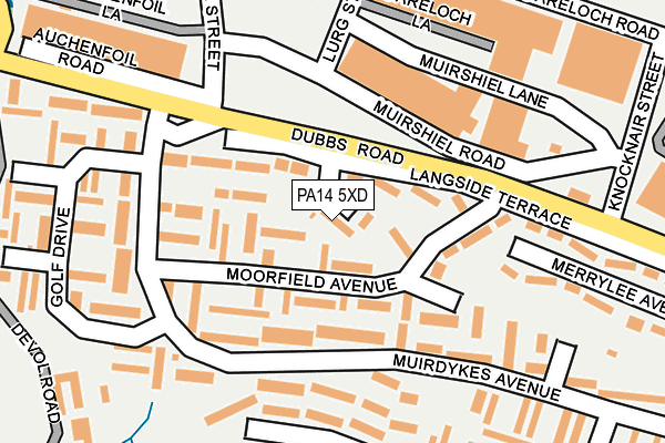 PA14 5XD map - OS OpenMap – Local (Ordnance Survey) PA14 5XD map - OS OpenMap – Local (Ordnance Survey)