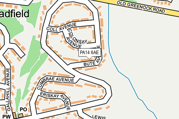 PA14 6AE map - OS OpenMap – Local (Ordnance Survey) PA14 6AE map - OS OpenMap – Local (Ordnance Survey)