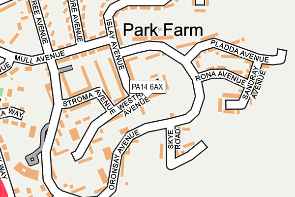 PA14 6AX map - OS OpenMap – Local (Ordnance Survey) PA14 6AX map - OS OpenMap – Local (Ordnance Survey)