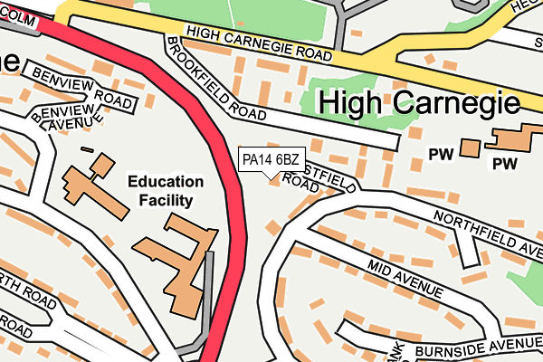 PA14 6BZ map - OS OpenMap – Local (Ordnance Survey) PA14 6BZ map - OS OpenMap – Local (Ordnance Survey)