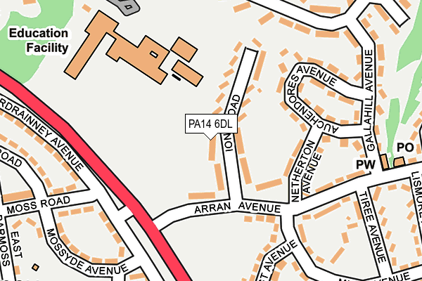 PA14 6DL map - OS OpenMap – Local (Ordnance Survey) PA14 6DL map - OS OpenMap – Local (Ordnance Survey)