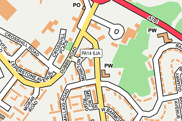PA14 6JA map - OS OpenMap – Local (Ordnance Survey) PA14 6JA map - OS OpenMap – Local (Ordnance Survey)