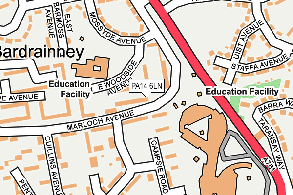 PA14 6LN map - OS OpenMap – Local (Ordnance Survey) PA14 6LN map - OS OpenMap – Local (Ordnance Survey)