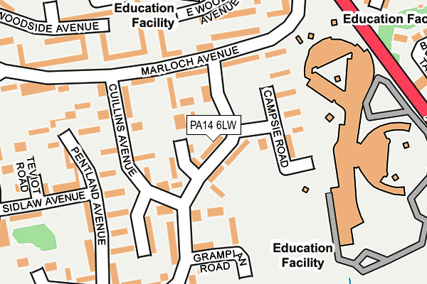 PA14 6LW map - OS OpenMap – Local (Ordnance Survey) PA14 6LW map - OS OpenMap – Local (Ordnance Survey)
