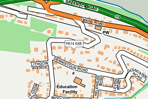 PA14 6XB map - OS OpenMap – Local (Ordnance Survey) PA14 6XB map - OS OpenMap – Local (Ordnance Survey)