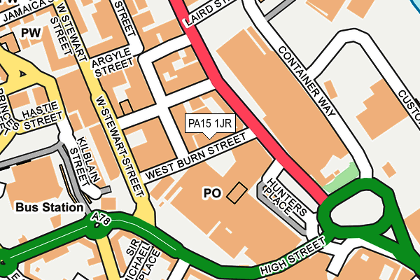 PA15 1JR map - OS OpenMap – Local (Ordnance Survey) PA15 1JR map - OS OpenMap – Local (Ordnance Survey)