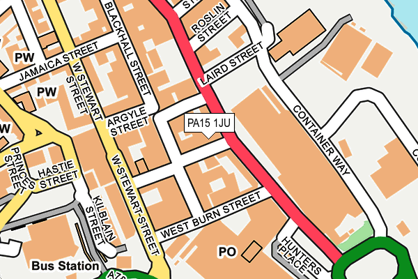 PA15 1JU map - OS OpenMap – Local (Ordnance Survey) PA15 1JU map - OS OpenMap – Local (Ordnance Survey)