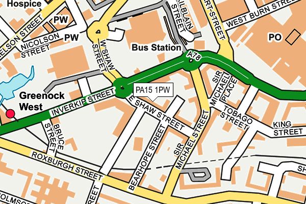 PA15 1PW map - OS OpenMap – Local (Ordnance Survey) PA15 1PW map - OS OpenMap – Local (Ordnance Survey)
