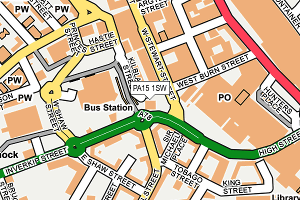 PA15 1SW map - OS OpenMap – Local (Ordnance Survey) PA15 1SW map - OS OpenMap – Local (Ordnance Survey)