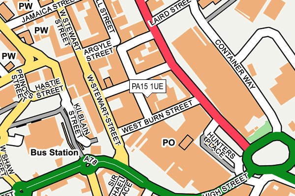 PA15 1UE map - OS OpenMap – Local (Ordnance Survey) PA15 1UE map - OS OpenMap – Local (Ordnance Survey)