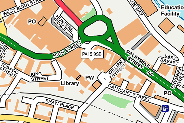PA15 9SB map - OS OpenMap – Local (Ordnance Survey) PA15 9SB map - OS OpenMap – Local (Ordnance Survey)