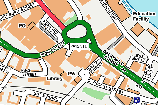 PA15 9TE map - OS OpenMap – Local (Ordnance Survey) PA15 9TE map - OS OpenMap – Local (Ordnance Survey)