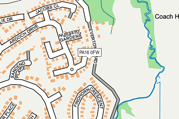 PA16 0FW map - OS OpenMap – Local (Ordnance Survey) PA16 0FW map - OS OpenMap – Local (Ordnance Survey)