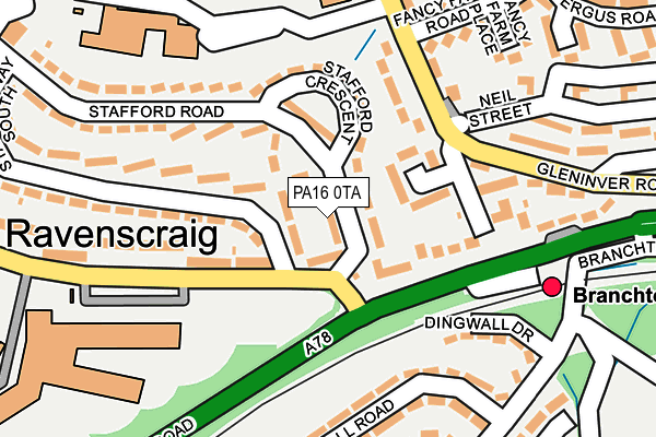 PA16 0TA map - OS OpenMap – Local (Ordnance Survey)