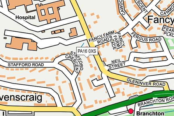 PA16 0XS map - OS OpenMap – Local (Ordnance Survey) PA16 0XS map - OS OpenMap – Local (Ordnance Survey)
