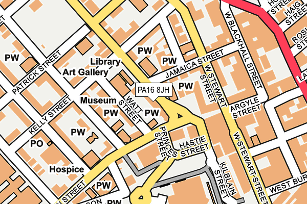 PA16 8JH map - OS OpenMap – Local (Ordnance Survey) PA16 8JH map - OS OpenMap – Local (Ordnance Survey)