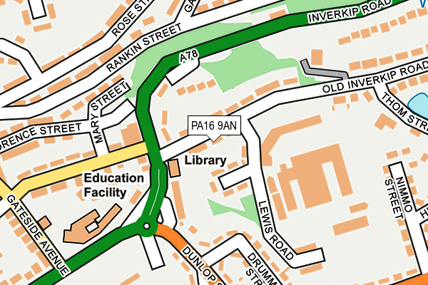 PA16 9AN map - OS OpenMap – Local (Ordnance Survey) PA16 9AN map - OS OpenMap – Local (Ordnance Survey)
