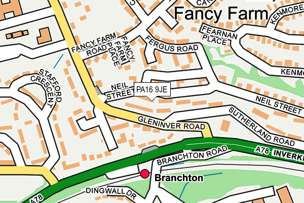 PA16 9JE map - OS OpenMap – Local (Ordnance Survey) PA16 9JE map - OS OpenMap – Local (Ordnance Survey)