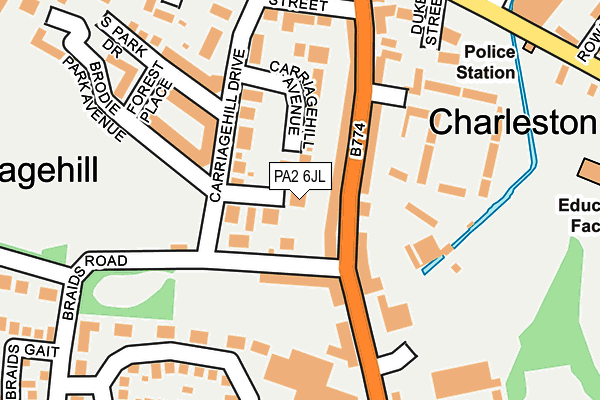 PA2 6JL map - OS OpenMap – Local (Ordnance Survey) PA2 6JL map - OS OpenMap – Local (Ordnance Survey)