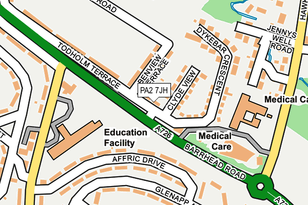 PA2 7JH map - OS OpenMap – Local (Ordnance Survey) PA2 7JH map - OS OpenMap – Local (Ordnance Survey)