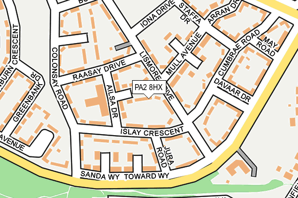 PA2 8HX map - OS OpenMap – Local (Ordnance Survey) PA2 8HX map - OS OpenMap – Local (Ordnance Survey)