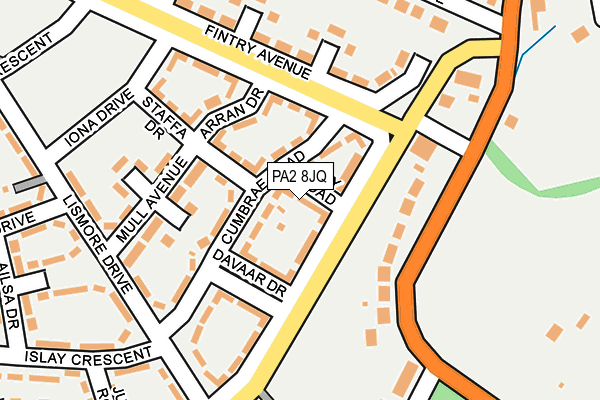 PA2 8JQ map - OS OpenMap – Local (Ordnance Survey) PA2 8JQ map - OS OpenMap – Local (Ordnance Survey)