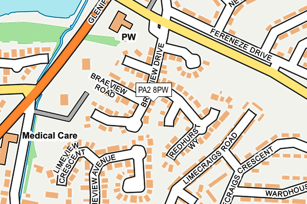 PA2 8PW map - OS OpenMap – Local (Ordnance Survey) PA2 8PW map - OS OpenMap – Local (Ordnance Survey)
