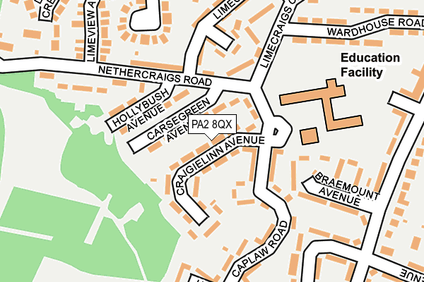 PA2 8QX map - OS OpenMap – Local (Ordnance Survey) PA2 8QX map - OS OpenMap – Local (Ordnance Survey)