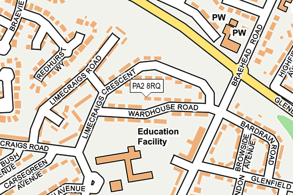 PA2 8RQ map - OS OpenMap – Local (Ordnance Survey) PA2 8RQ map - OS OpenMap – Local (Ordnance Survey)
