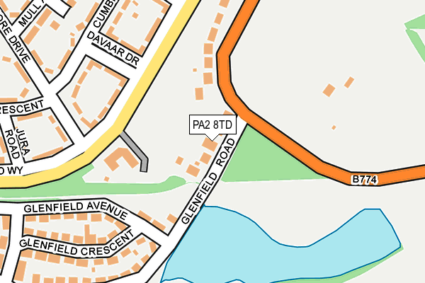 PA2 8TD map - OS OpenMap – Local (Ordnance Survey) PA2 8TD map - OS OpenMap – Local (Ordnance Survey)