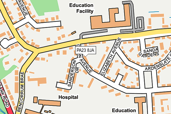 PA23 8JA map - OS OpenMap – Local (Ordnance Survey) PA23 8JA map - OS OpenMap – Local (Ordnance Survey)