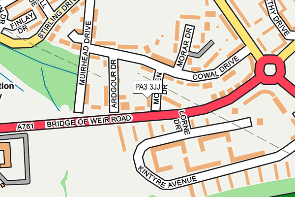 PA3 3JJ map - OS OpenMap – Local (Ordnance Survey)