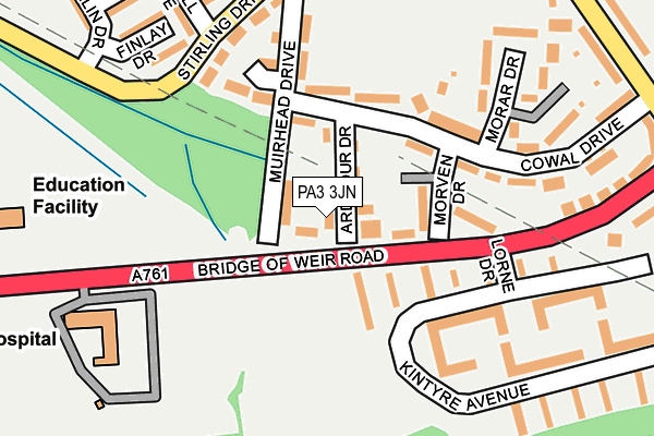 PA3 3JN map - OS OpenMap – Local (Ordnance Survey) PA3 3JN map - OS OpenMap – Local (Ordnance Survey)