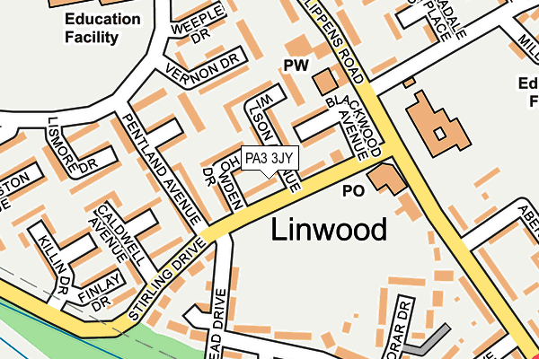 PA3 3JY map - OS OpenMap – Local (Ordnance Survey)