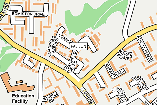 PA3 3QN map - OS OpenMap – Local (Ordnance Survey) PA3 3QN map - OS OpenMap – Local (Ordnance Survey)