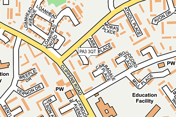 PA3 3QT map - OS OpenMap – Local (Ordnance Survey) PA3 3QT map - OS OpenMap – Local (Ordnance Survey)