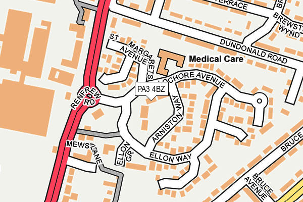 PA3 4BZ map - OS OpenMap – Local (Ordnance Survey) PA3 4BZ map - OS OpenMap – Local (Ordnance Survey)