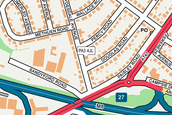 PA3 4JL map - OS OpenMap – Local (Ordnance Survey) PA3 4JL map - OS OpenMap – Local (Ordnance Survey)