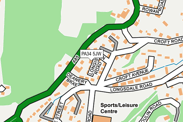 PA34 5JW map - OS OpenMap – Local (Ordnance Survey) PA34 5JW map - OS OpenMap – Local (Ordnance Survey)